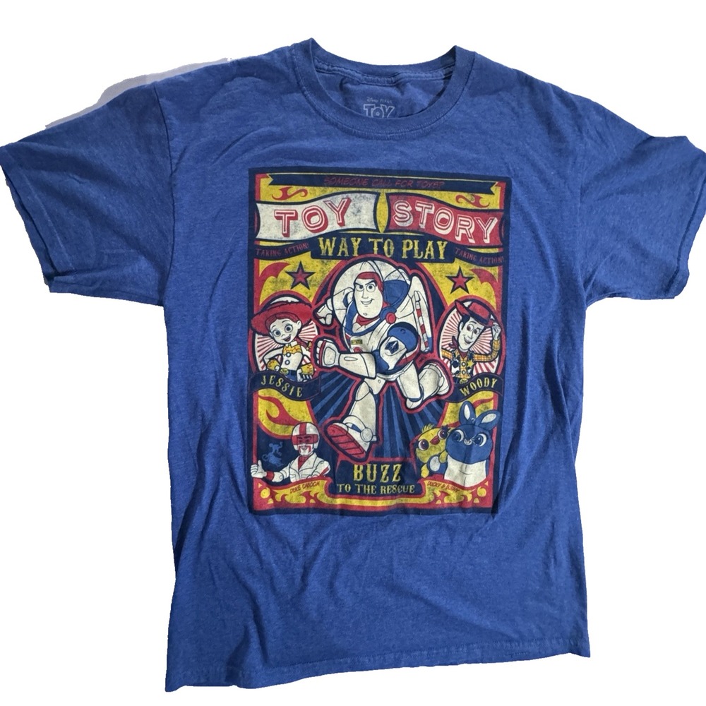 Toy Story T-Shirt Men's Medium Buzz Lightyear Characters Duke Kaboom Dad Disney